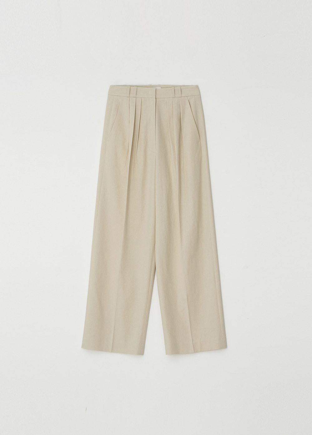 Pleats Tailored Pants (Light Beige)