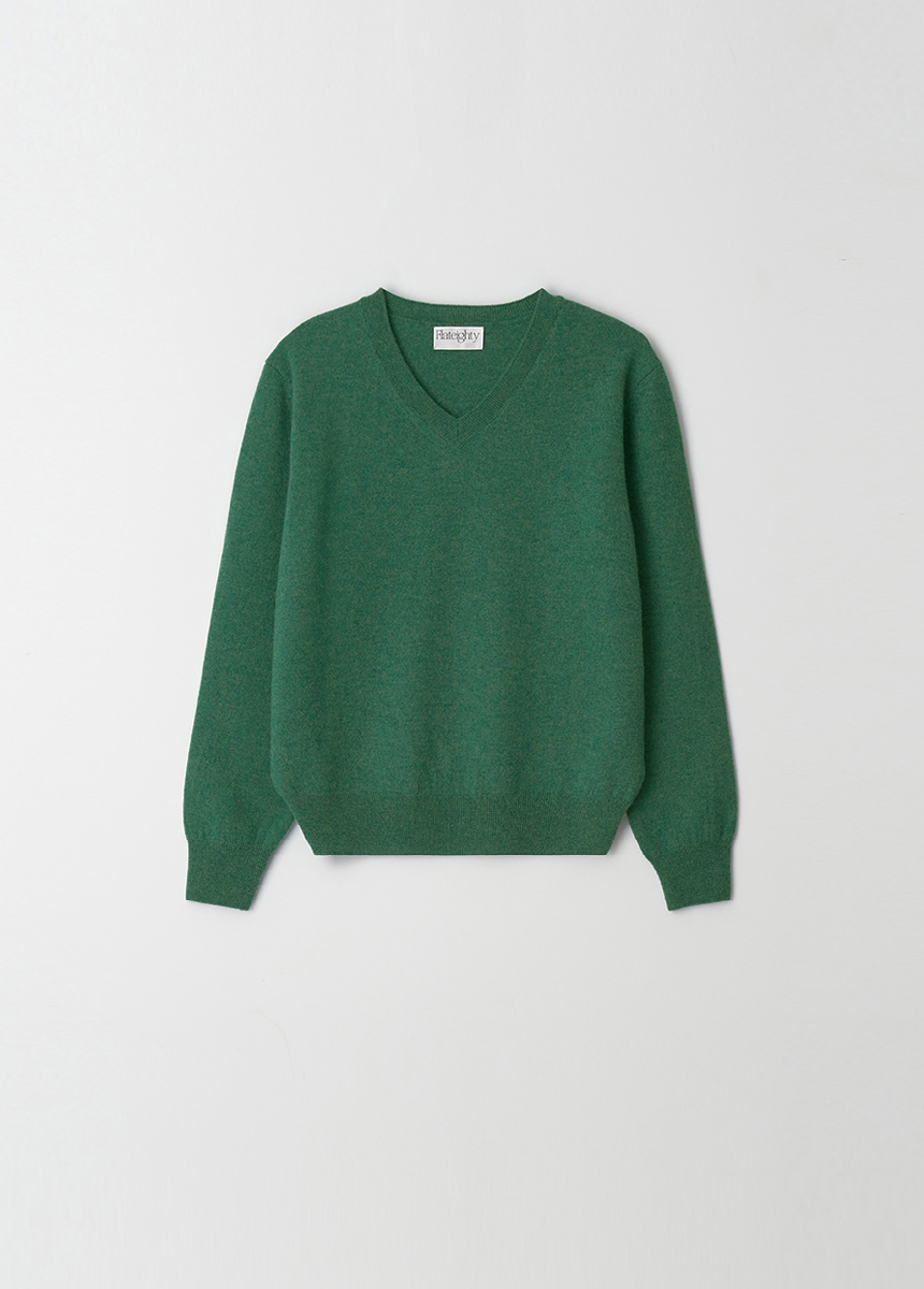 2nd/ V-Neck Extra Fine Wool Knit (Forest Green)