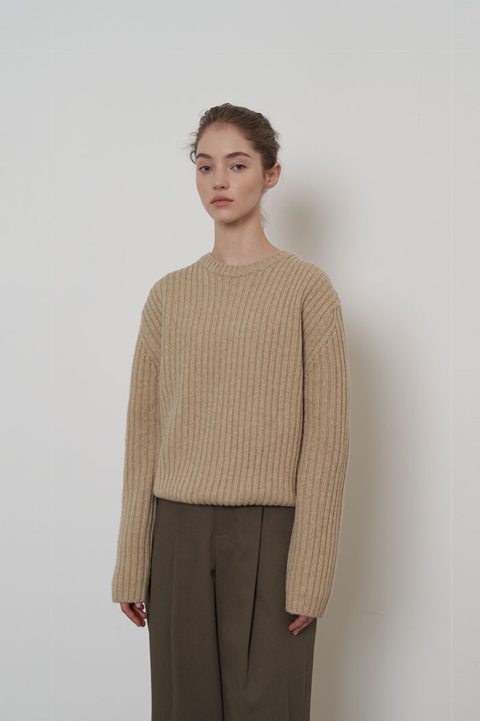 Vess Merino Wool Sweater (Melange Beige)