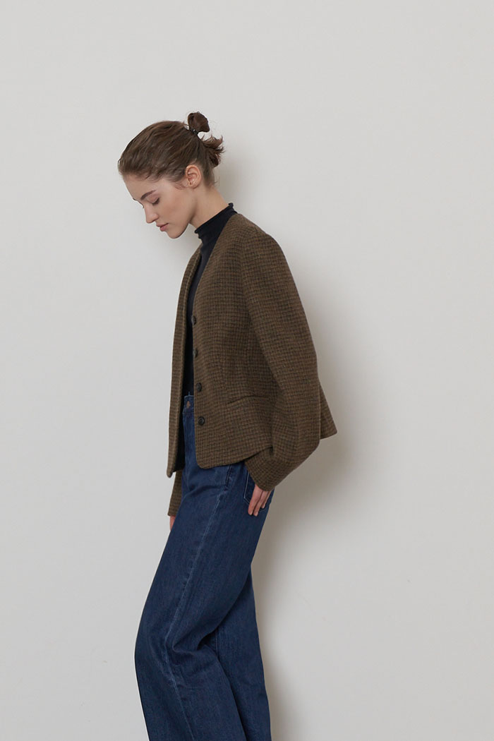 Tweed Wool Jacket (REORDER)(Brown Check)