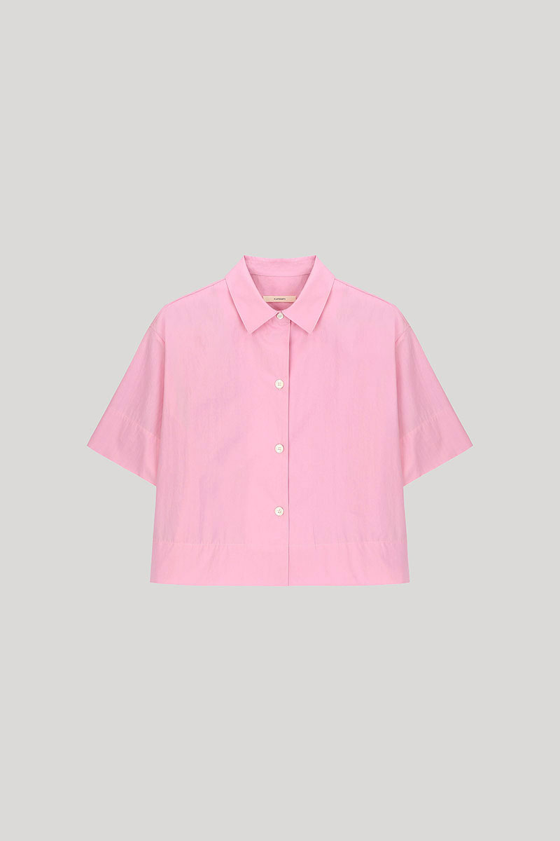 2nd / Grid Crop Shirt (Pale Pink)