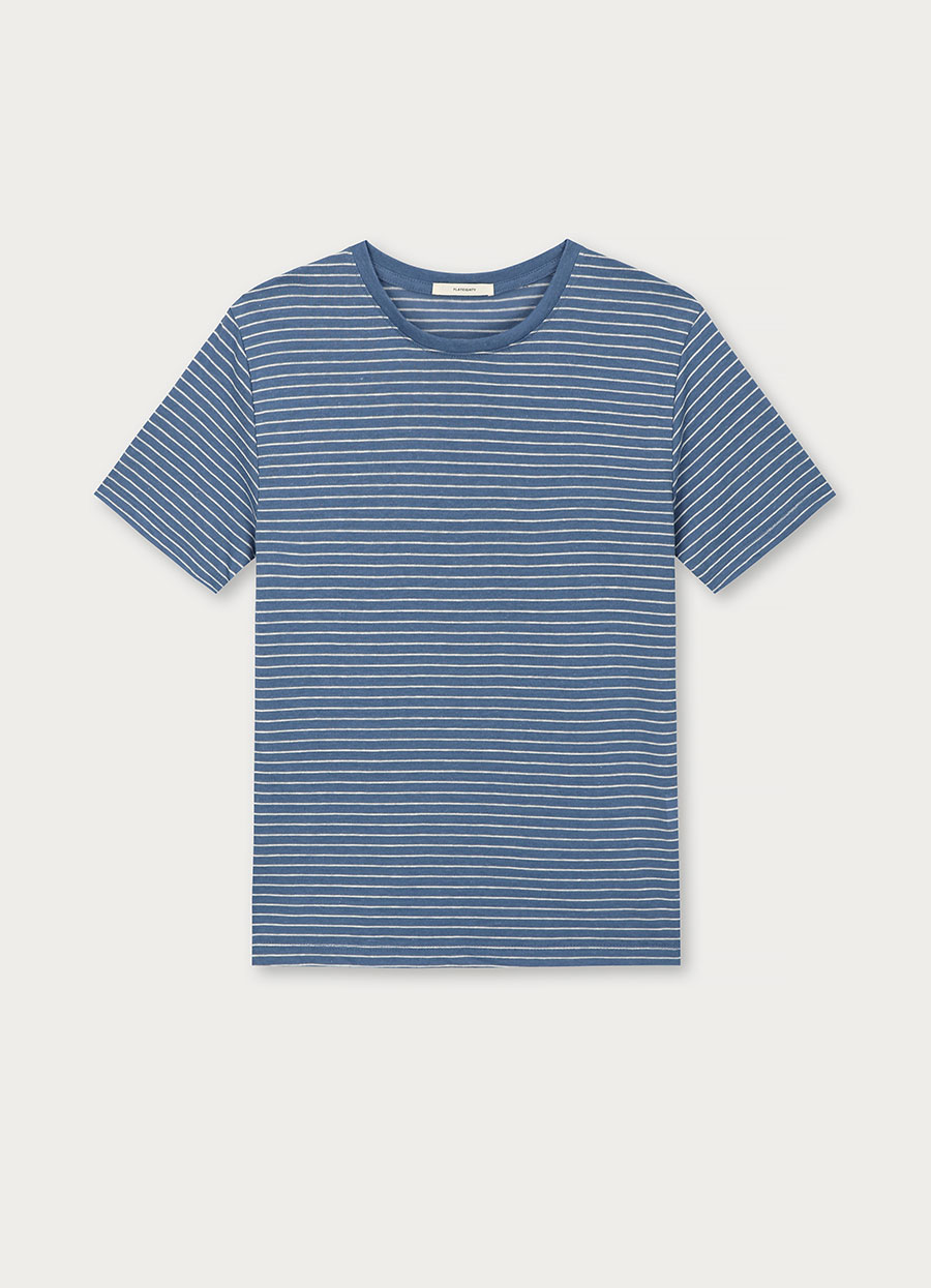 Stripe Linen T shirts (Sky Blue)