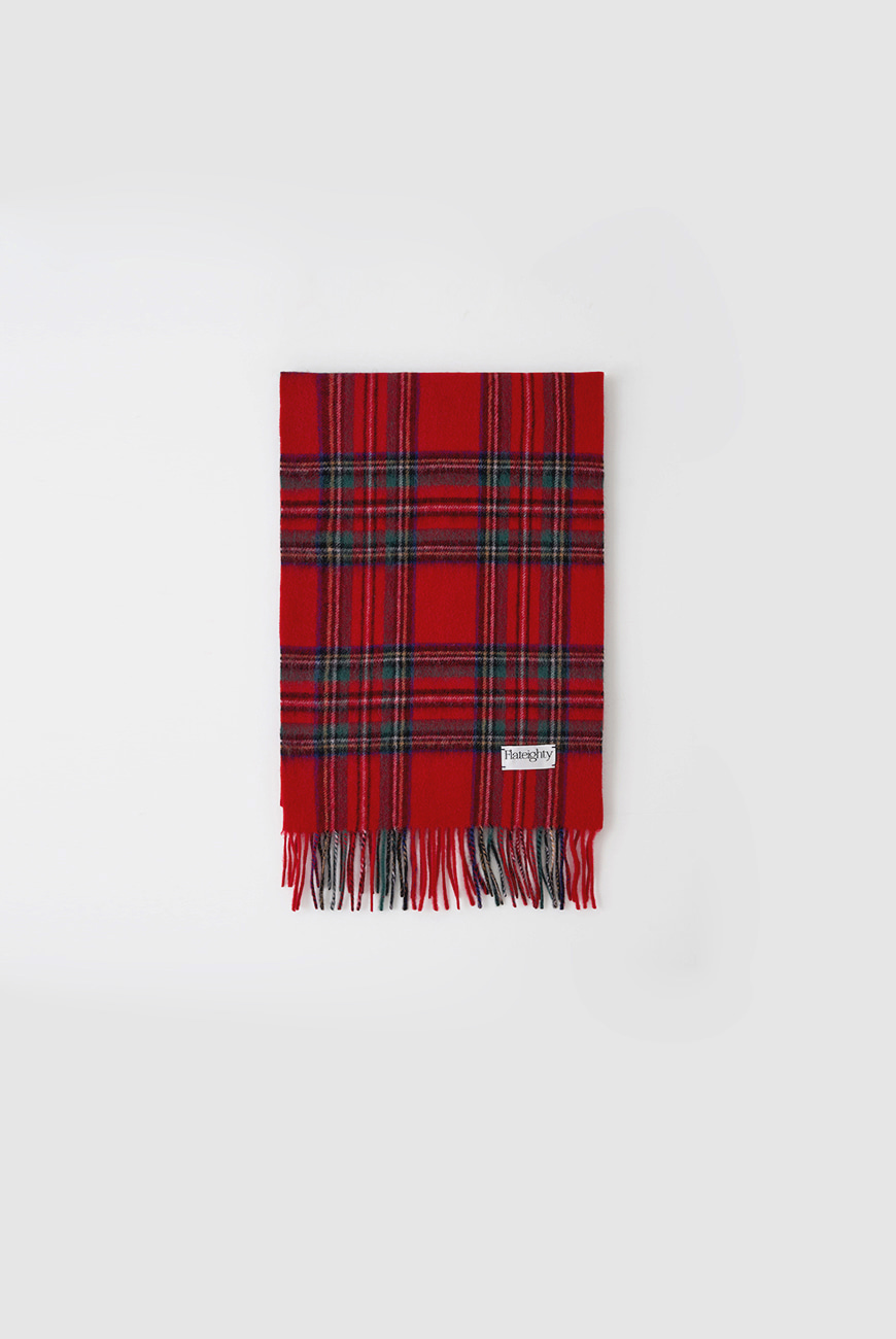 2nd/ Lambswool Check Muffer (Red)