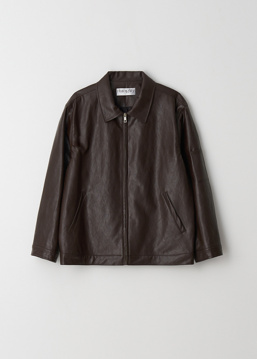 Vegan Leather Blouson Jacket (Dim Brown) 1st drop 10% off  (9/19~9/26)